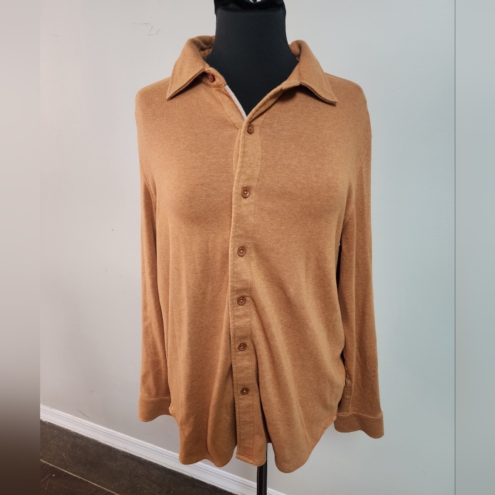 The Normal Brand Button-Up Knit Shirt | Tan Heather | Soft Casual Top